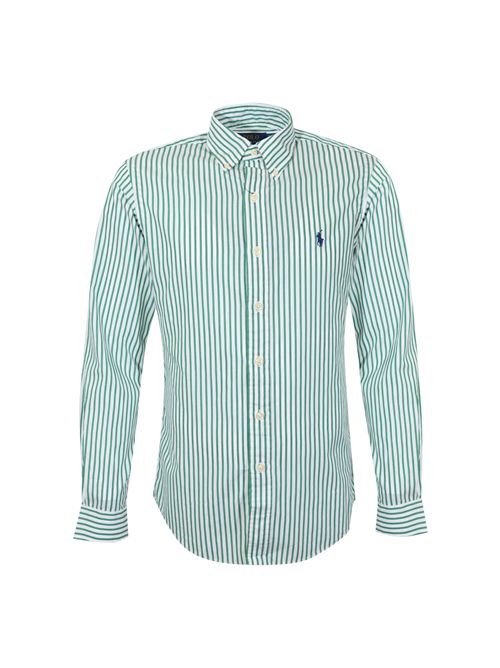 Camicia a righe in popeline di cotone White/green POLO RALPH LAUREN | 710B15595003